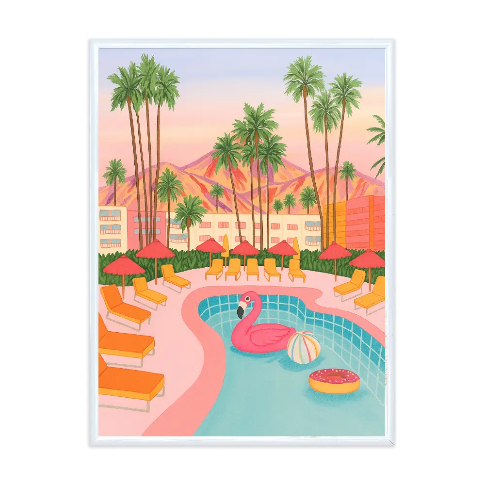 Poster mit Bilderrahmen California Pool - inklusive Bilderrahmen Interior Design