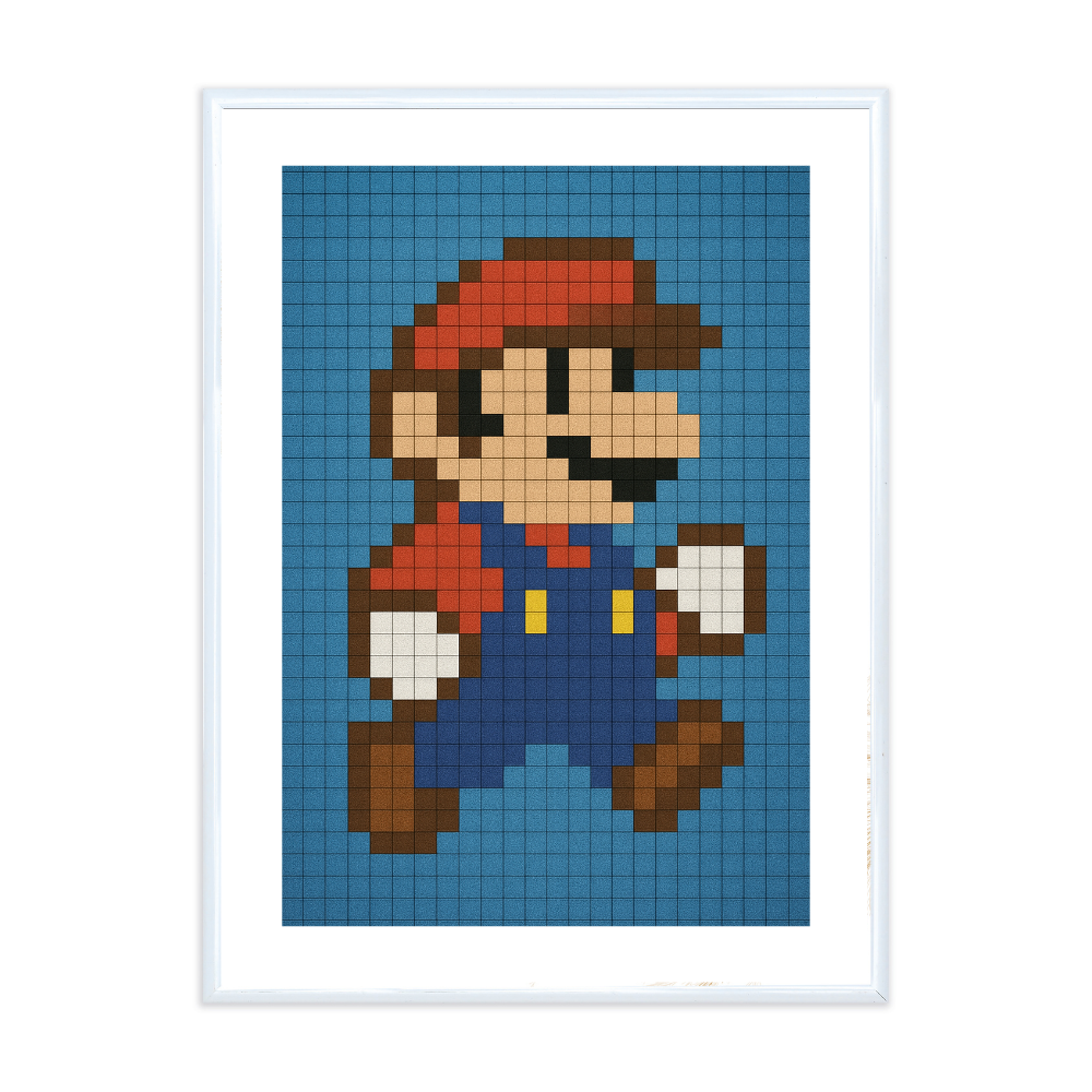 Poster mit Bilderrahmen Super Mario Pixel - inklusive Bilderrahmen