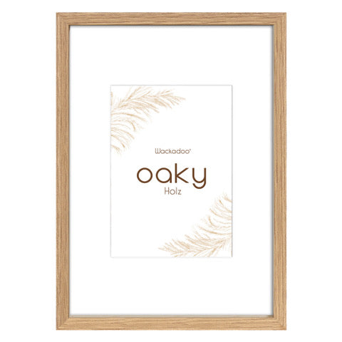 Bilderrahmen OAKY mit Passepartout aus FSC MDF Holz Eiche Optik