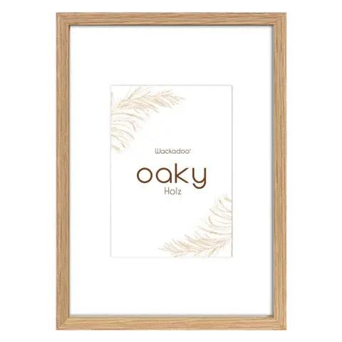 Bilderrahmen OAKY mit Passepartout aus FSC MDF Holz Eiche Optik PORTRAITRAHMEN