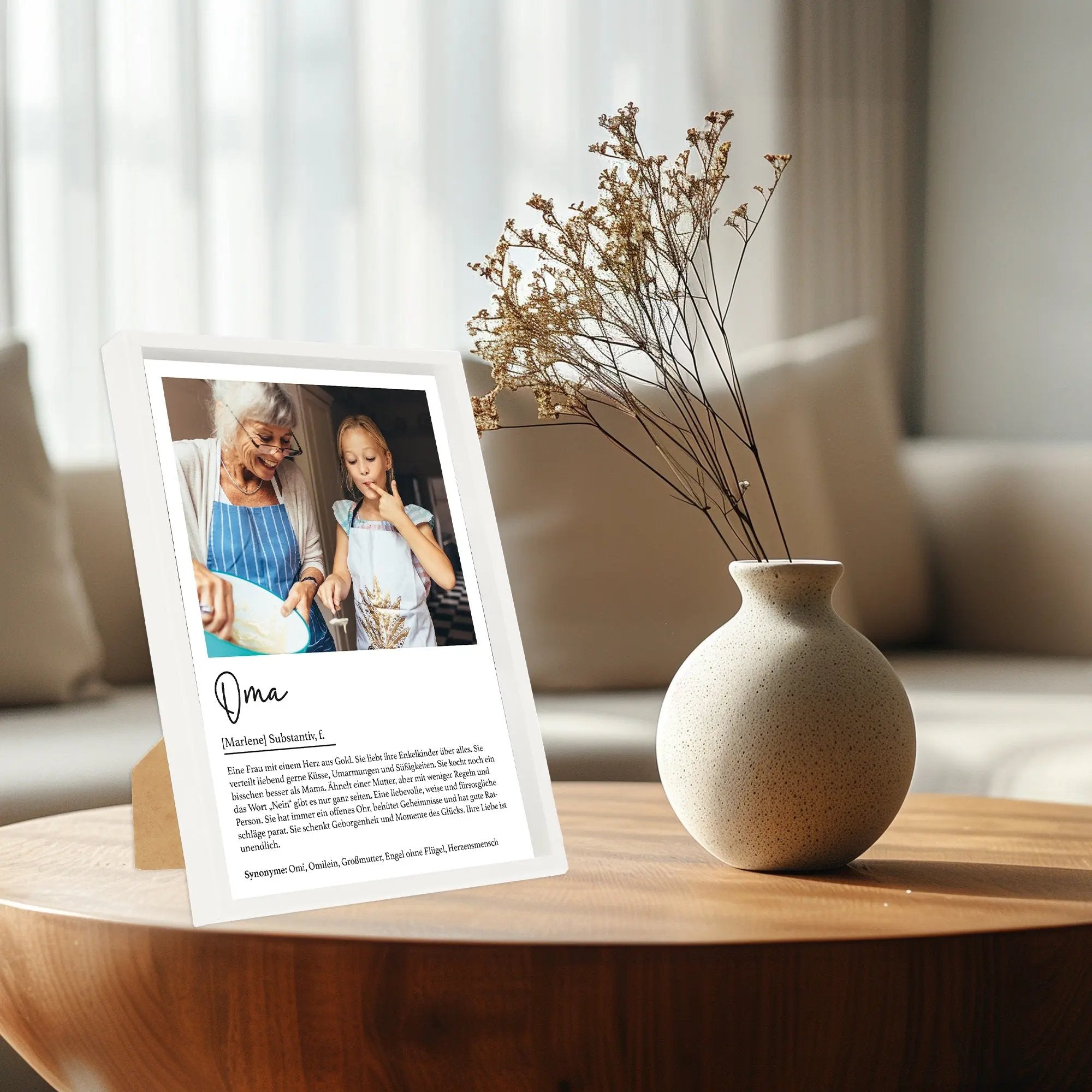 Wackadoo Poster Oma mit Foto und Namen Personalisiertes Geschenk inklusive Bilderrahmen aus Holz Geschenkideen