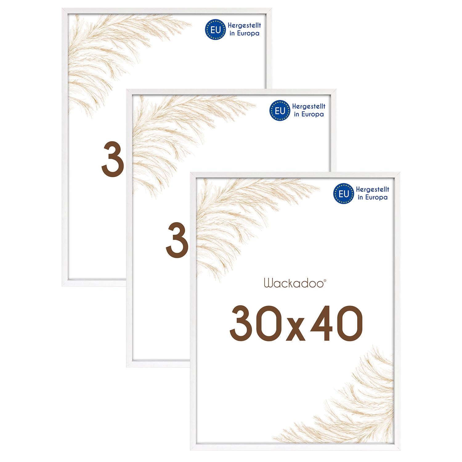 Wackadoo Bilderrahmen 3er Set AMALFI aus MDF Holz mit Glasscheibe