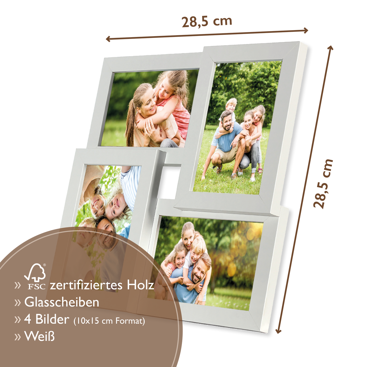 Personalisierte Bilderrahmen Collage für 4 Bilder mit deinen eigenen Fotos