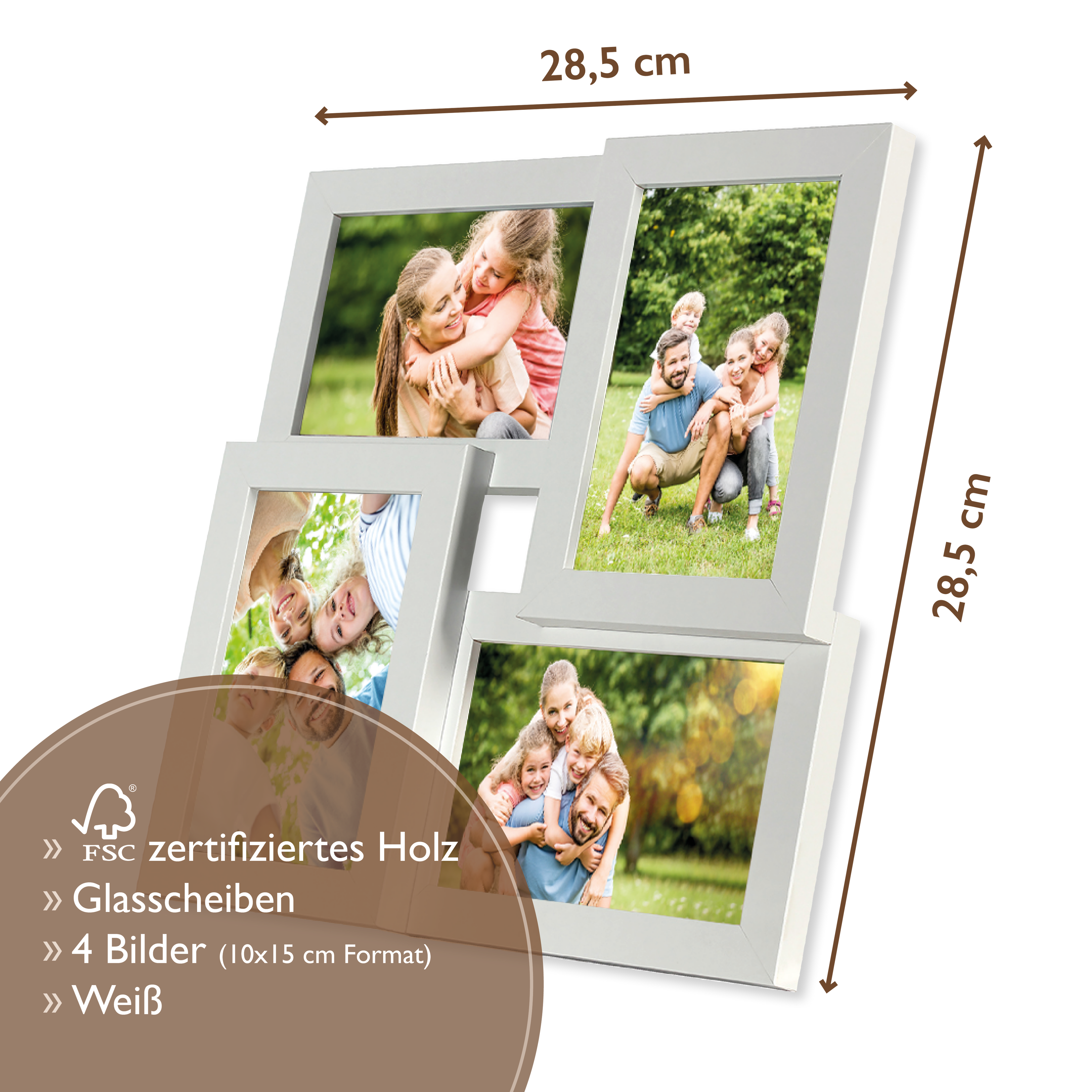 Personalisierte Bilderrahmen Collage für 4 Bilder mit deinen eigenen Fotos