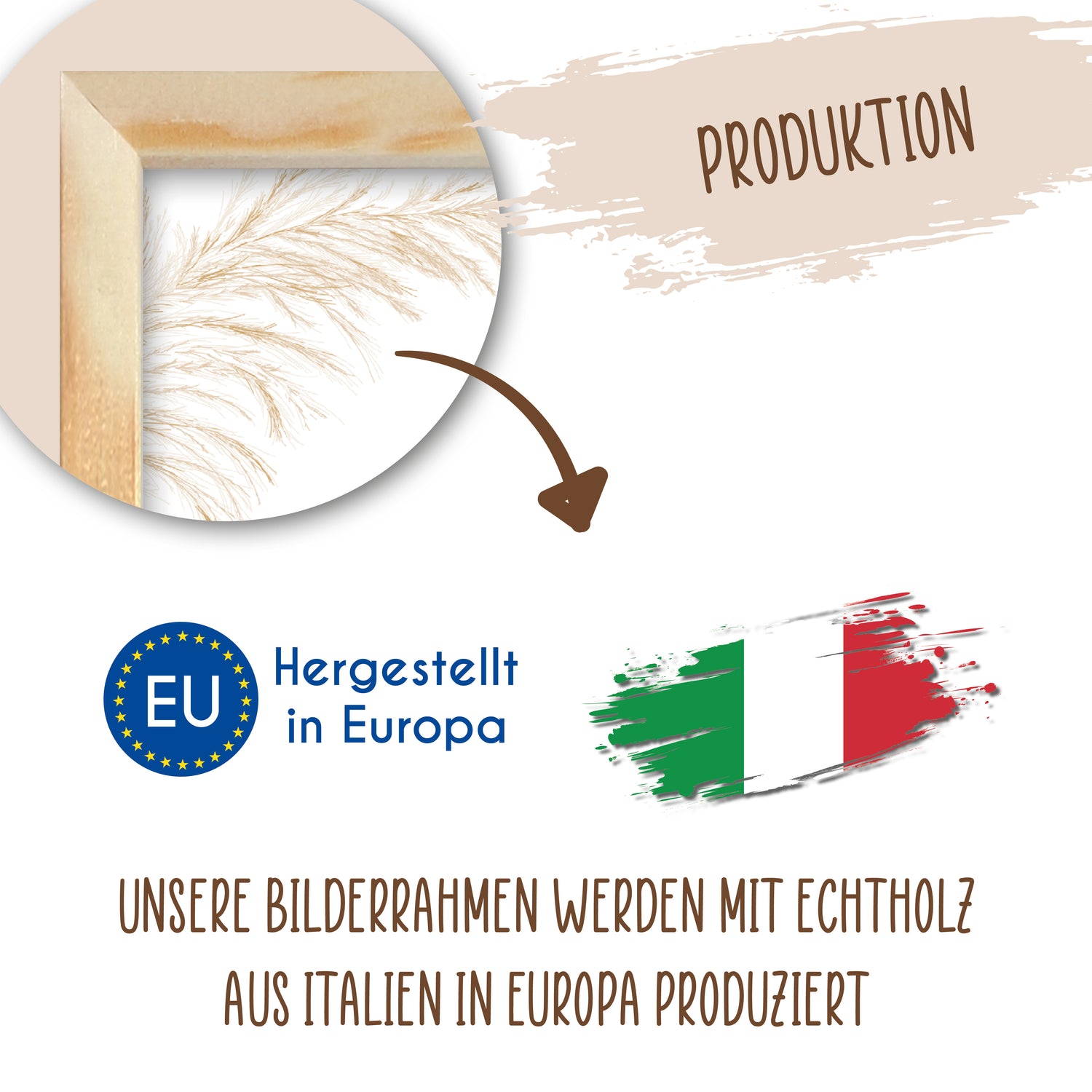 Wackadoo Bilderrahmen AMALFI Natur aus Italienischem Holz für Poster und Fotowände mit Glasscheibe
