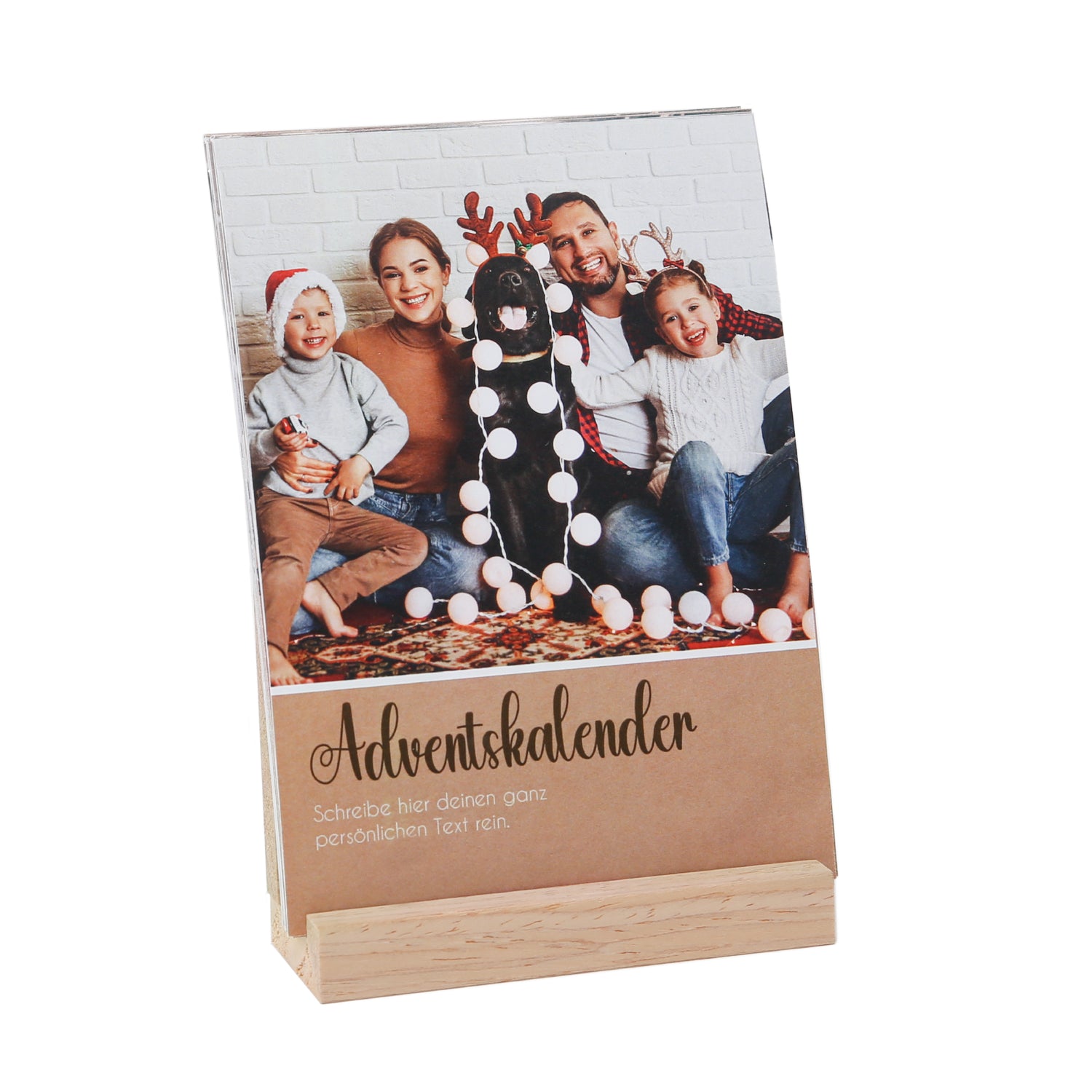 Personalisierter Adventskalender 2025 mit eigenen Fotos und Holzaufsteller