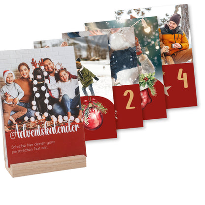 Personalisierter Adventskalender 2025 mit eigenen Fotos und Holzaufsteller