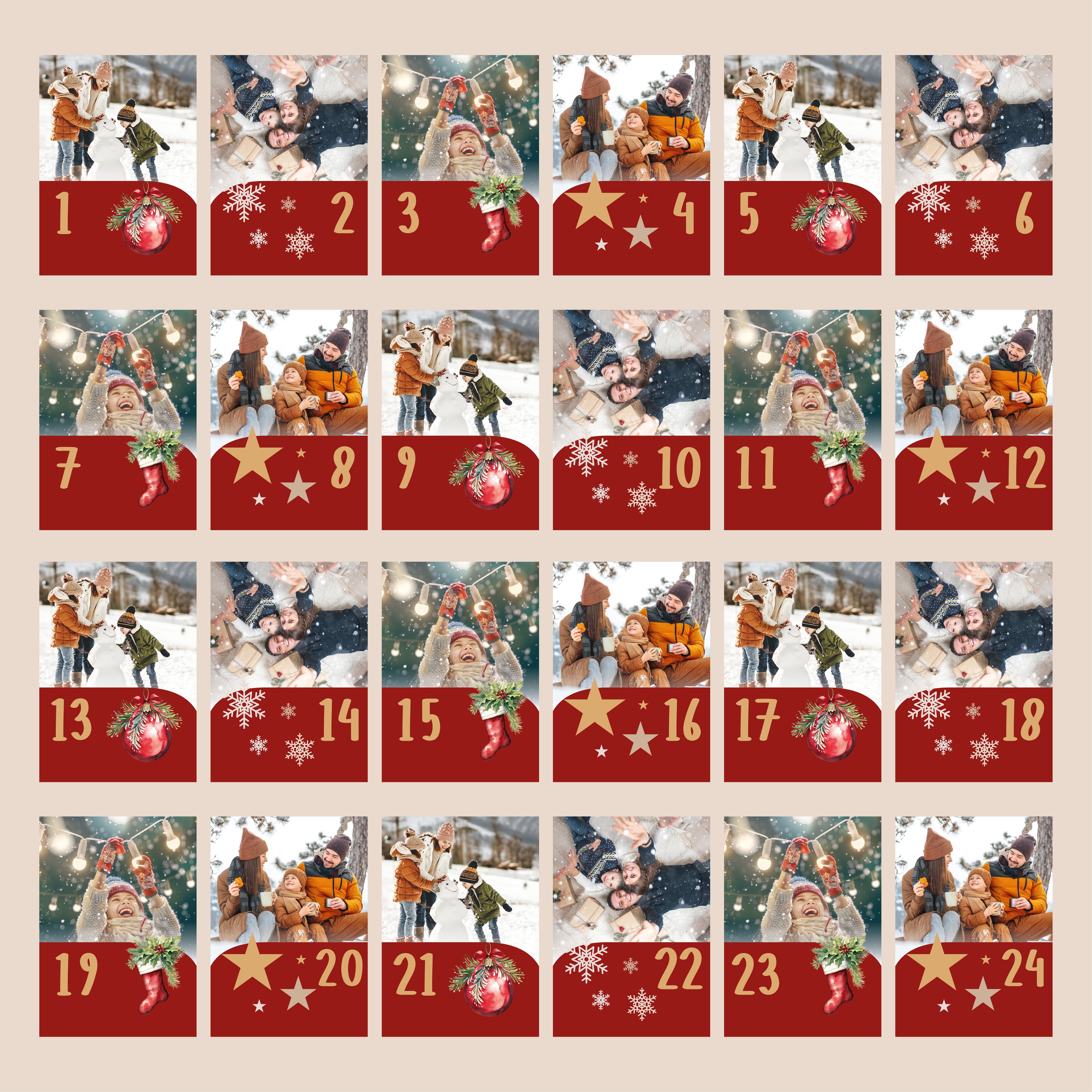 Personalisierter Adventskalender 2025 mit eigenen Fotos und Holzaufsteller