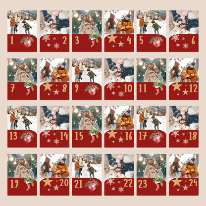 Personalisierter Adventskalender 2025 mit eigenen Fotos und Holzaufsteller