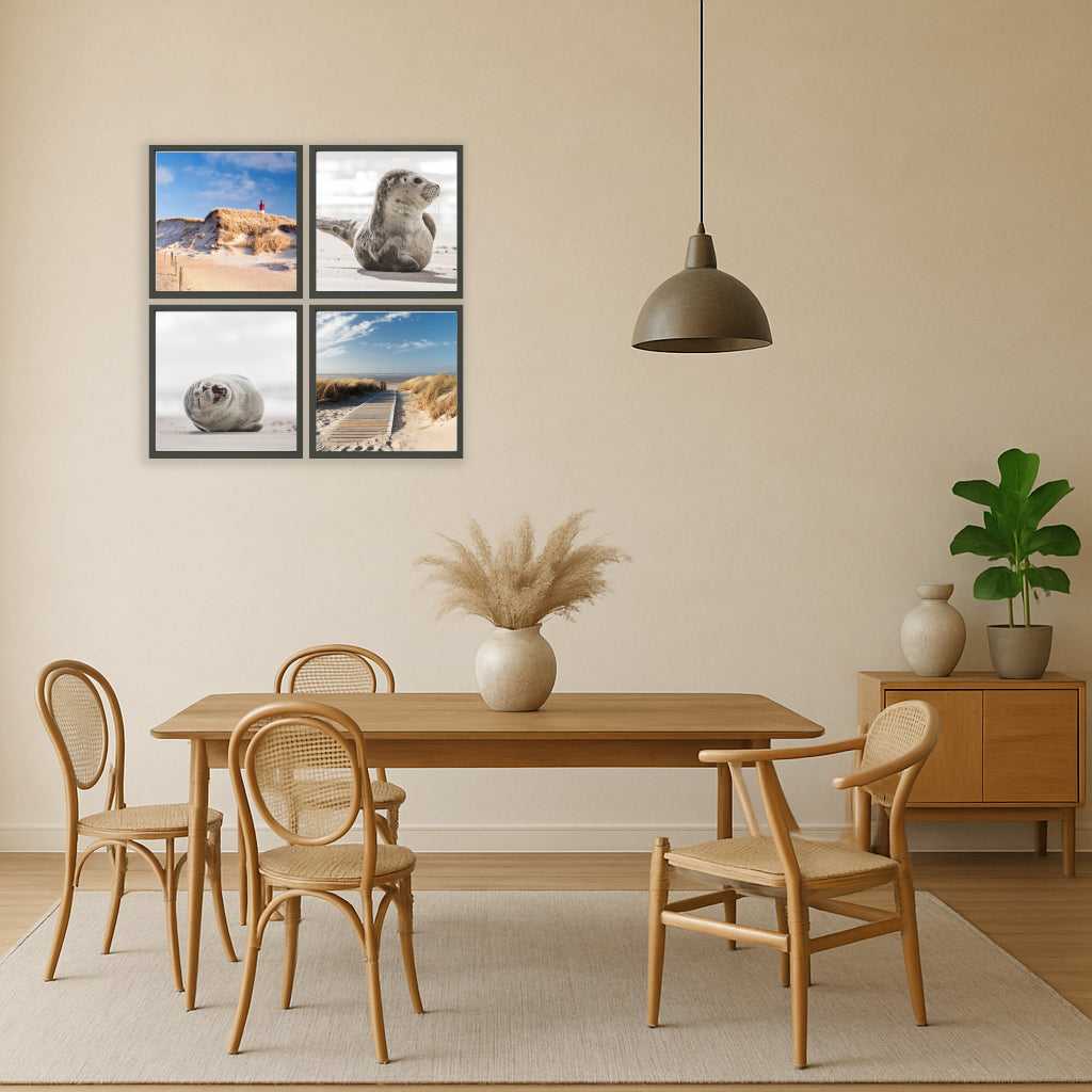Bilderrahmen Set 4 teilig MDF Holz mit Glasscheiben