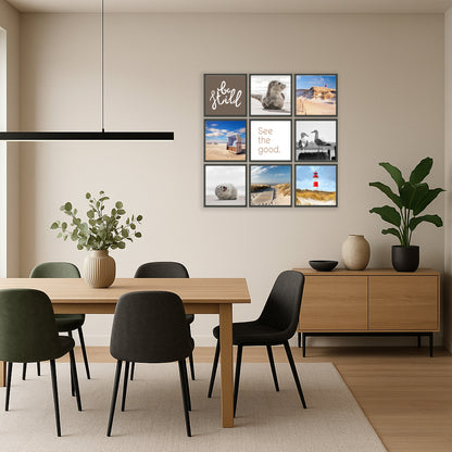 Bilderrahmen Set 9 teilig MDF Holz mit Glasscheiben