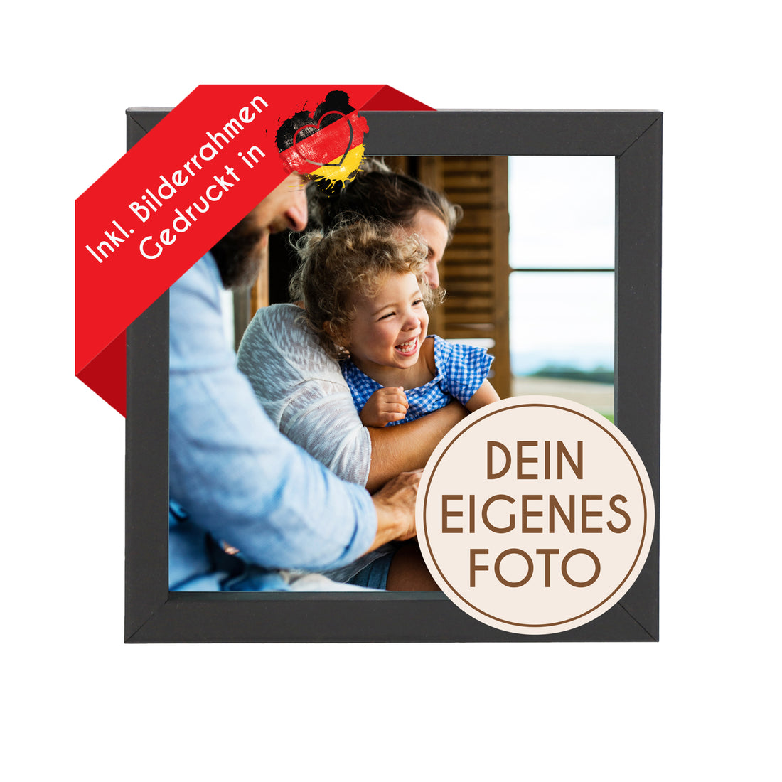 Bilderrahmen quadratisch aus HOLZ mit Deinem eigenen Foto - einfach &amp; schnell hochladen