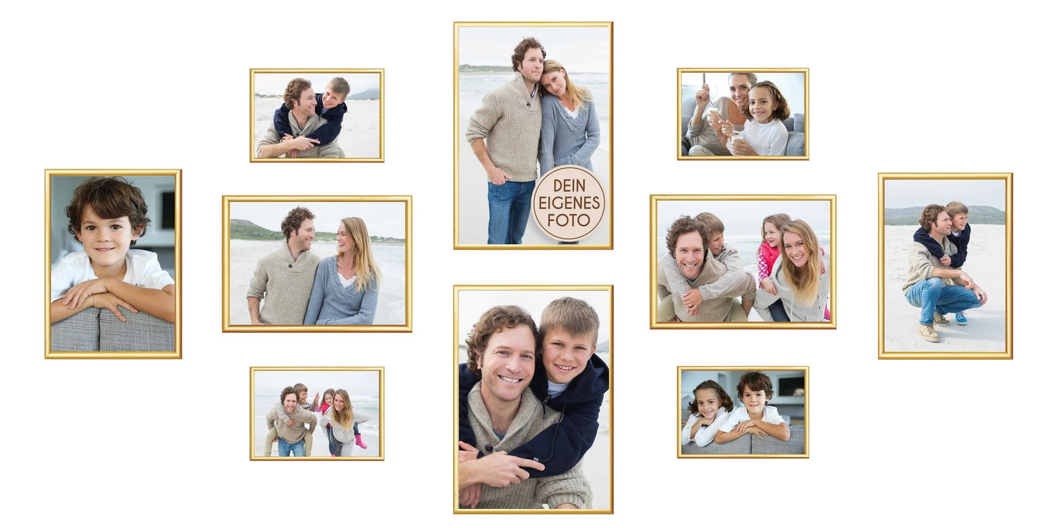 Bilderrahmen Set 10 teilig für Poster und Fotowände mit Glasscheibe Bilderrahmen Set