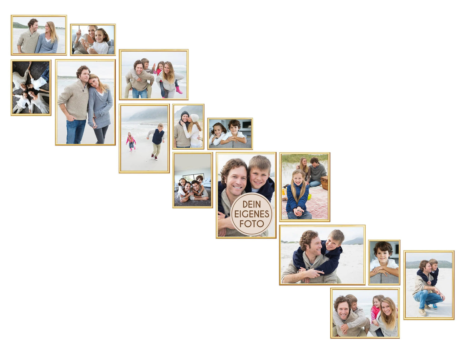 Treppenaufgang Set 15 teilig mit Glasscheiben zum Gestalten von Fotowänden Bilderrahmen Set