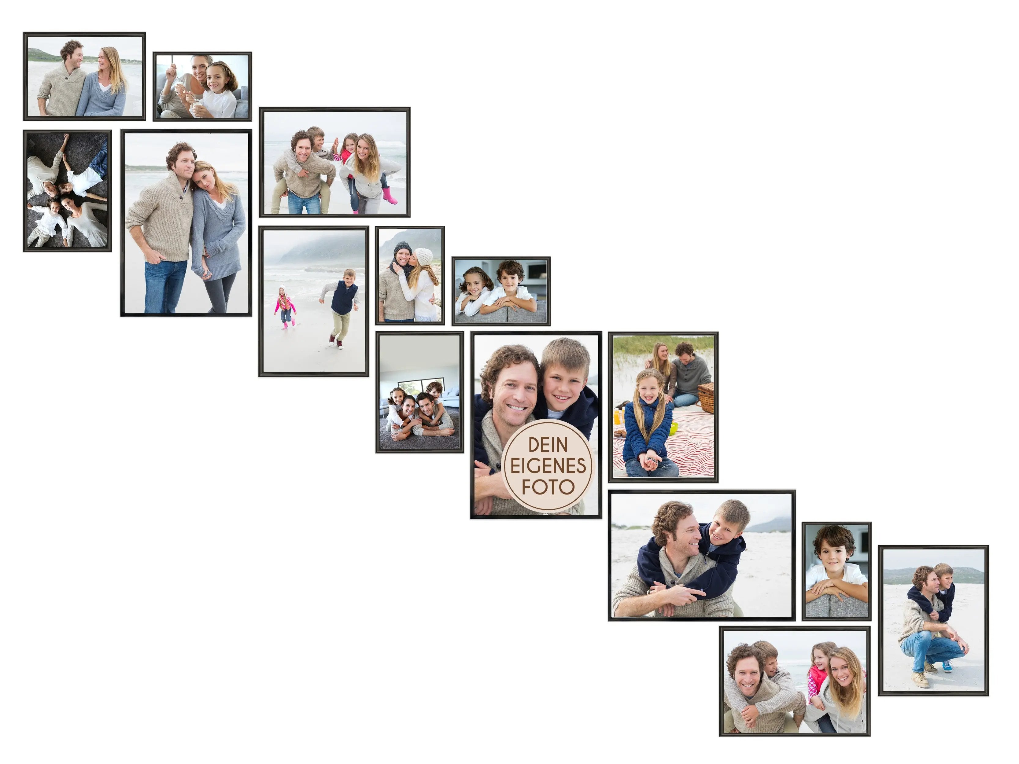 Treppenaufgang Set 15 teilig mit Glasscheiben zum Gestalten von Fotowänden Bilderrahmen Set