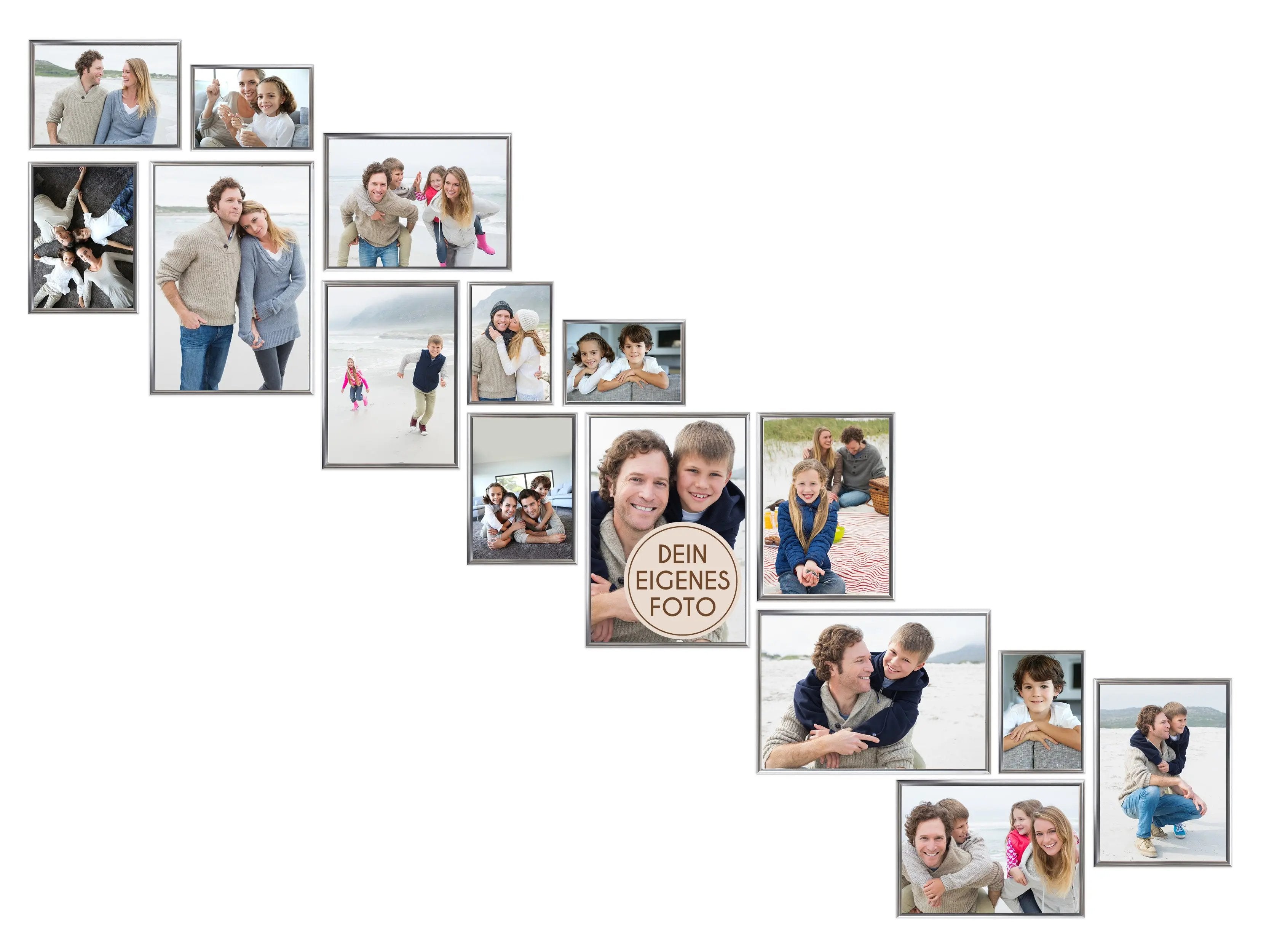 Treppenaufgang Set 15 teilig mit Glasscheiben zum Gestalten von Fotowänden Bilderrahmen Set