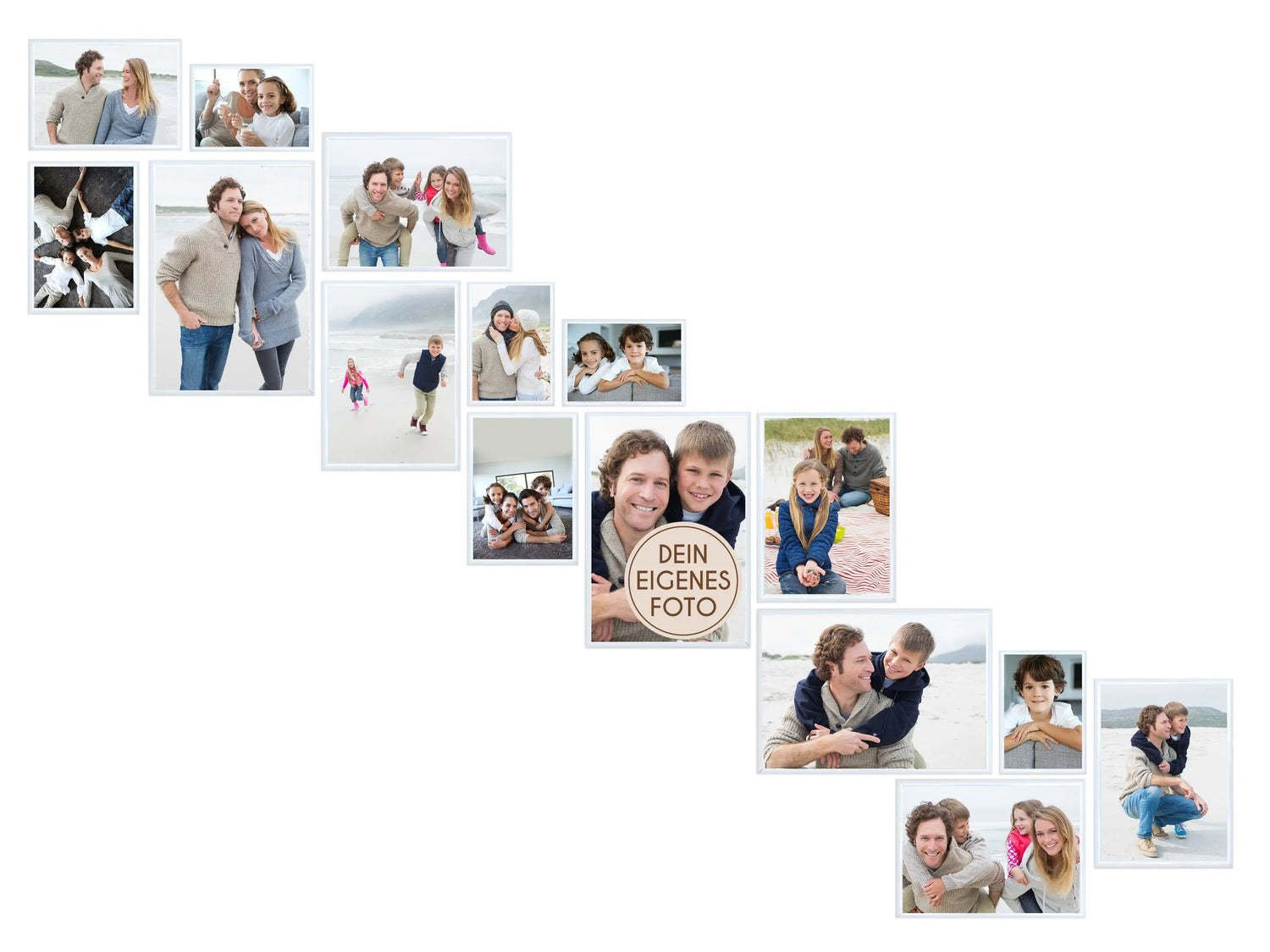 Treppenaufgang Set 15 teilig mit Glasscheiben zum Gestalten von Fotowänden Bilderrahmen Set