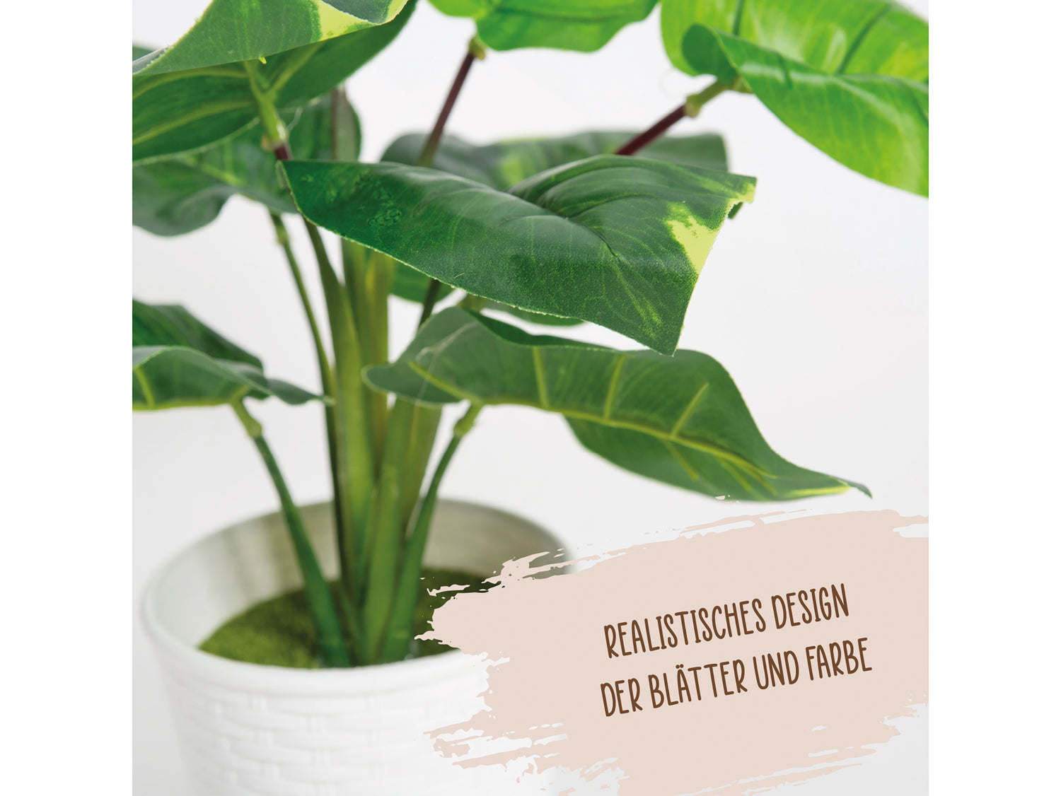 Kunstpflanze Dieffenbachia im Rattan Übertopf 32 cm