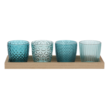 Windlicht Set 4-teilig inkl. Dekotablett