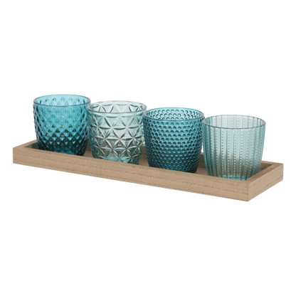 Windlicht Set 4-teilig inkl. Dekotablett
