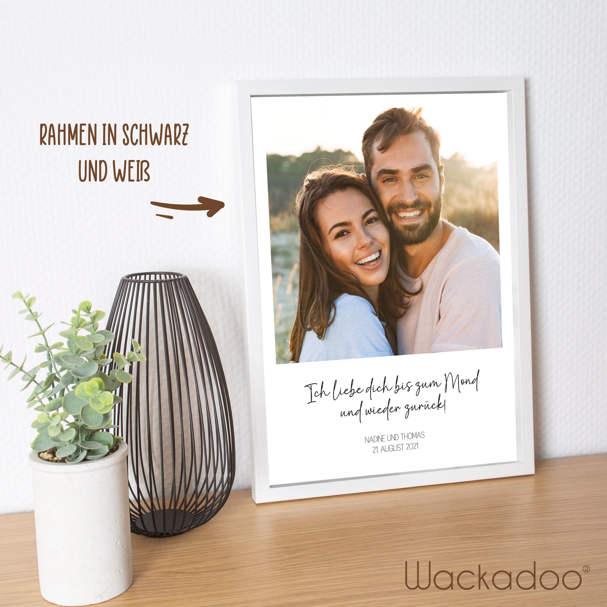 Wackadoo Poster Familie mit Foto und Namen Personalisiertes Geschenk inklusive Bilderrahmen aus Holz