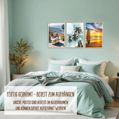 Wackadoo Poster Set &quot;Palmen&quot; 3er Set inklusive Bilderrahmen