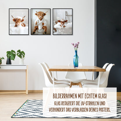 Wackadoo Poster Set &quot;Shower Kuh&quot; 3er Set inklusive Bilderrahmen