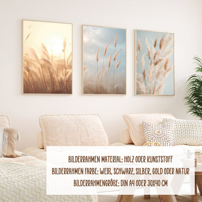 Wackadoo Posterset &quot;Pampasgras&quot; 3er Set inklusive Bilderrahmen