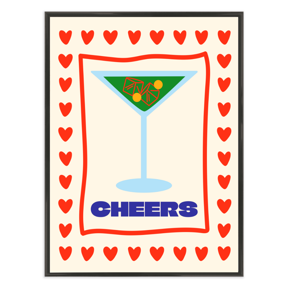 Poster mit Bilderrahmen Cheers - verschiedene Formate