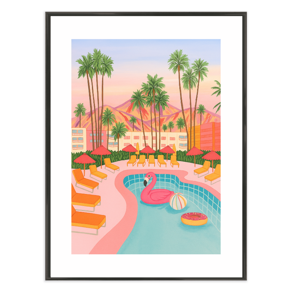Poster mit Bilderrahmen California Pool - inklusive Bilderrahmen