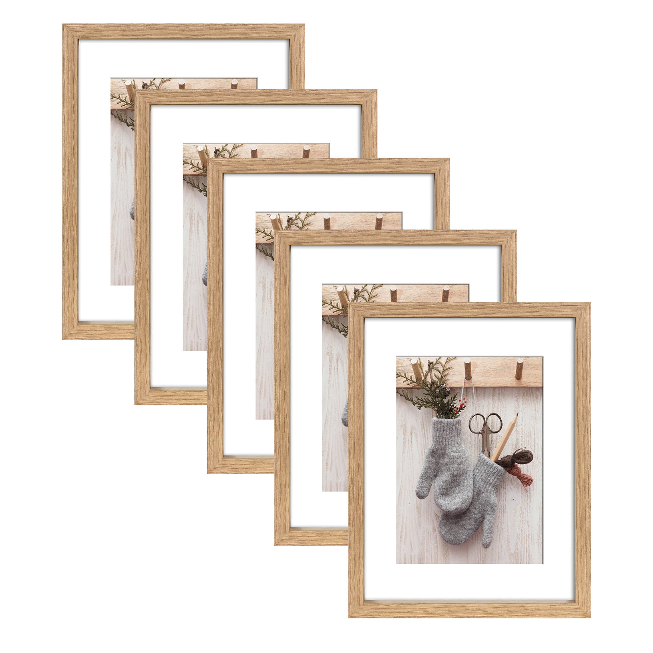 Wackadoo Bilderrahmen Set Nordic aus FSC MDF Holz Eiche Optik