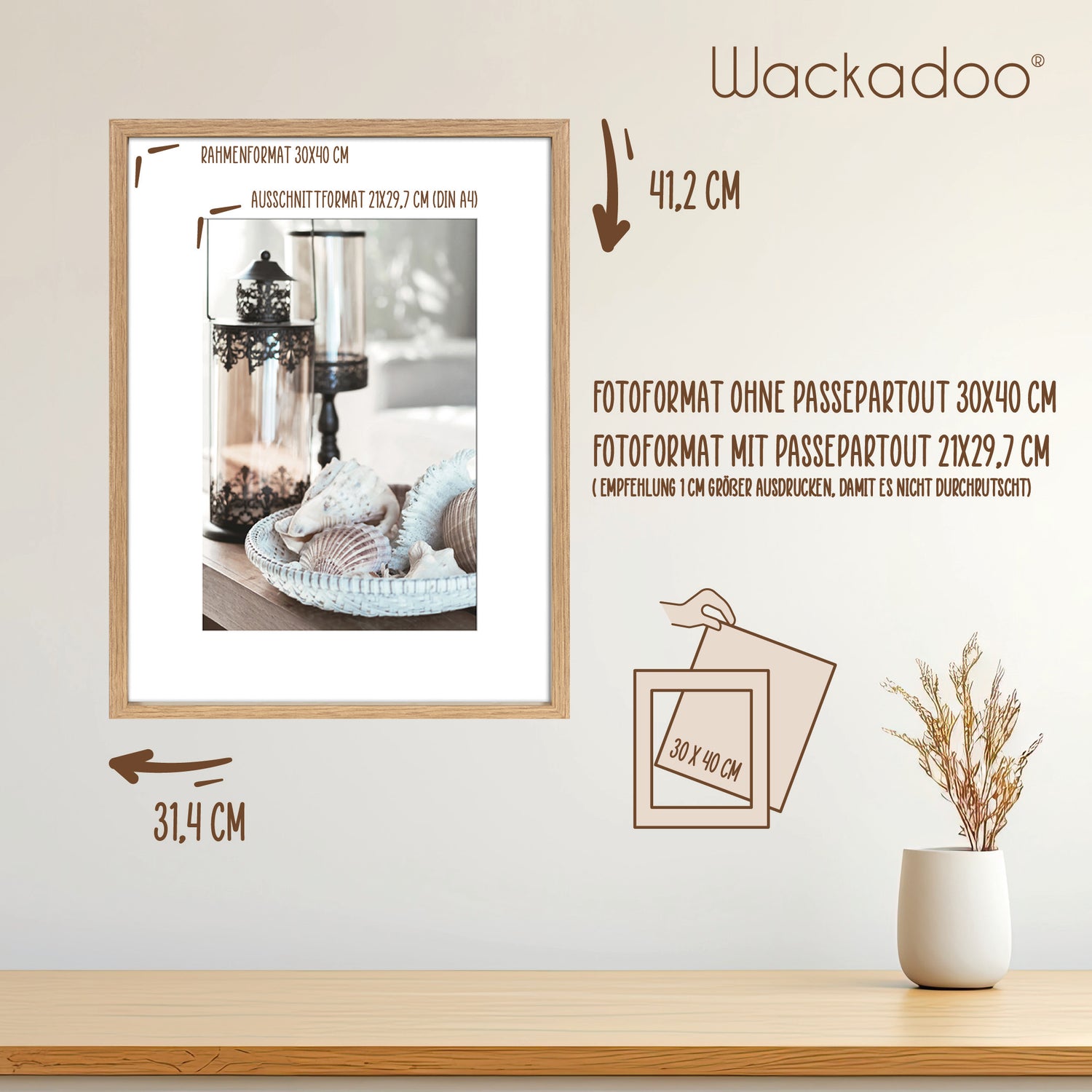 Wackadoo Bilderrahmen Set Nordic aus FSC® Holz Eiche Optik