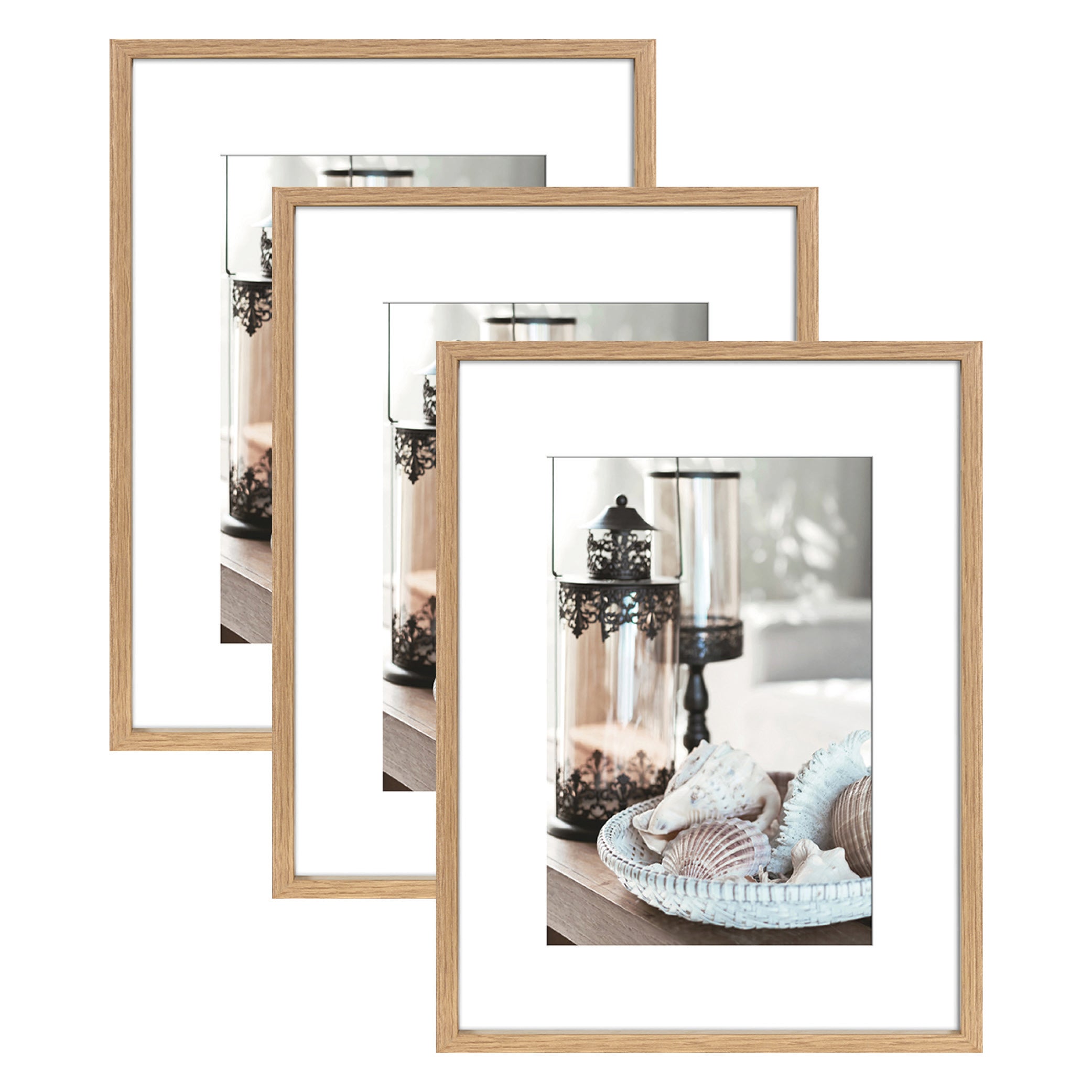 Wackadoo Bilderrahmen Set Nordic aus FSC MDF Holz Eiche Optik