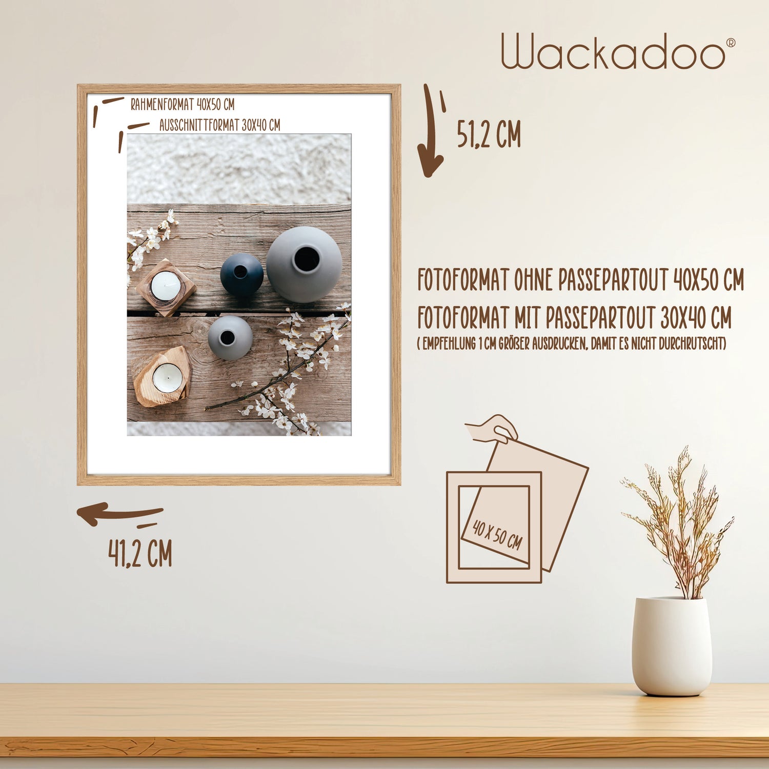 Wackadoo Bilderrahmen Set Nordic aus FSC® Holz Eiche Optik