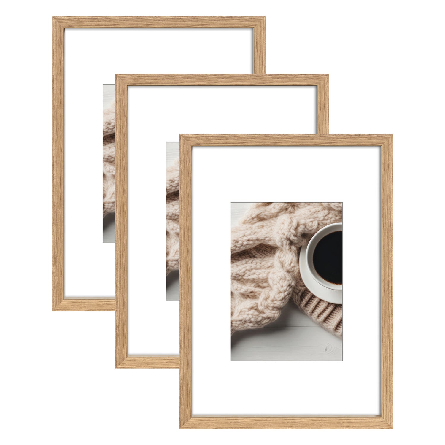 Wackadoo Bilderrahmen Set Nordic aus FSC MDF Holz Eiche Optik