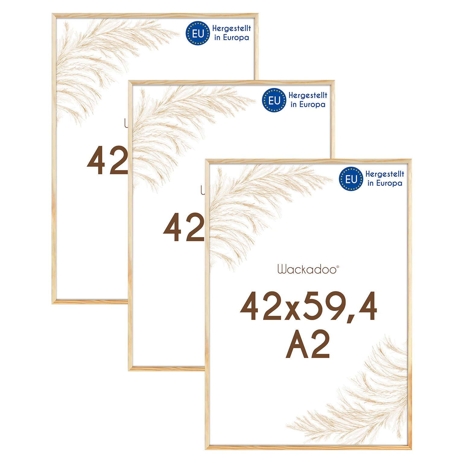 Wackadoo Bilderrahmen 3er Set AMALFI aus MDF Holz mit Glasscheibe