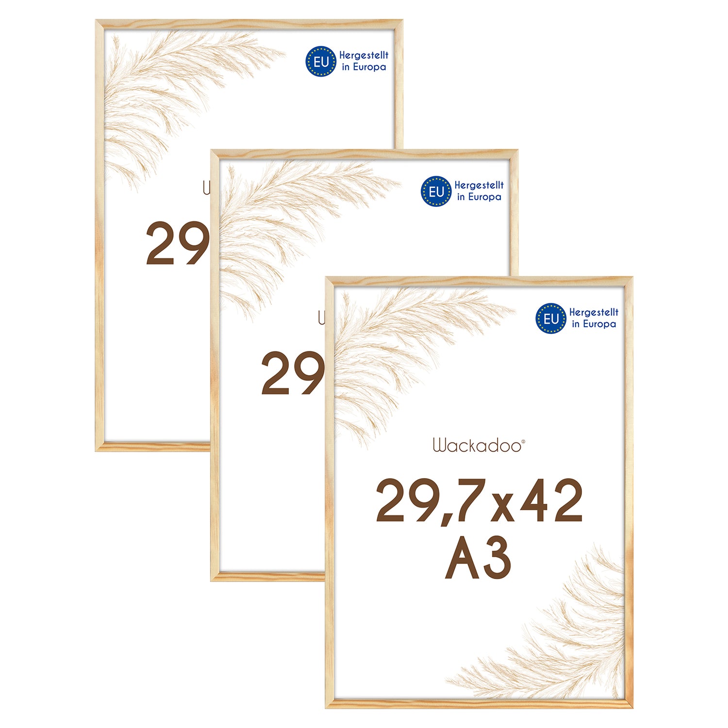 Wackadoo Bilderrahmen 3er Set AMALFI aus MDF Holz mit Glasscheibe